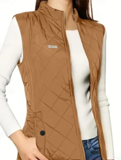 Discount Women's Shrugs Sleeveless Turtleneck Black Army Green Blue Brown Spring Fall Winter Women Puffers & Parka