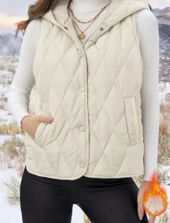 Hot Women's Shrugs Solid Color Basic Casual Long Sleeve V Neck Regular Tops Daily Patchwork Buttons Fall Winter Women Puffers & Parka