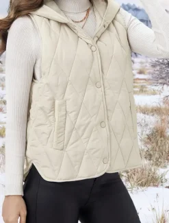Hot Women's Shrugs Solid Color Basic Casual Long Sleeve V Neck Regular Tops Daily Patchwork Buttons Fall Winter Women Puffers & Parka