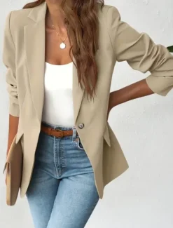 Discount Women's Shrugs Solid Color Long Sleeve V Neck Spring Fall Winter Women Blazers & Suits