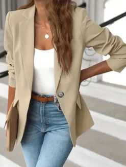 Discount Women's Shrugs Solid Color Long Sleeve V Neck Spring Fall Winter Women Blazers & Suits