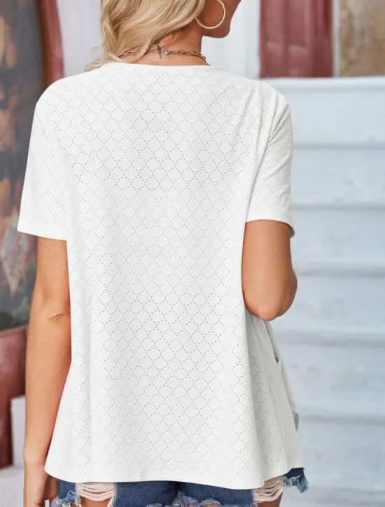 Sale Women's Shrugs Solid Color Stylish Casual Short Sleeve Shirt Collar Regular Tops Daily Pocket Black White Yellow Pink Summer Women Blouses & Shirts