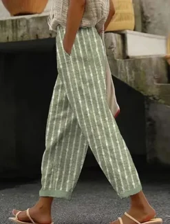 Best Women's Skinny Elegant Vacation Vintage Full Length High Waist Graphic Striped Printing Soft Breathable Micro-elastic Outdoor Daily Ash Robin's Egg Blue Pink Purple Summer Spring Loose Fit Women Pants