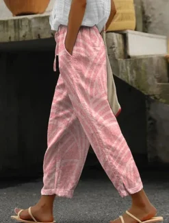 Best Women's Skinny Elegant Vacation Vintage Full Length High Waist Graphic Striped Printing Soft Breathable Micro-elastic Outdoor Daily Ash Robin's Egg Blue Pink Purple Summer Spring Loose Fit Women Pants