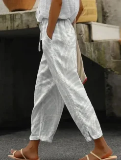 Best Women's Skinny Elegant Vacation Vintage Full Length High Waist Graphic Striped Printing Soft Breathable Micro-elastic Outdoor Daily Ash Robin's Egg Blue Pink Purple Summer Spring Loose Fit Women Pants