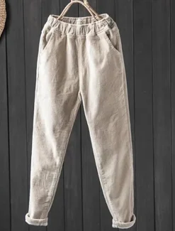 Sale Women's Skinny Slacks Fleece Corduroy Pants Trousers Full Length Streetwear Simple Daily Black Pink M L Fall Winter Women Pants
