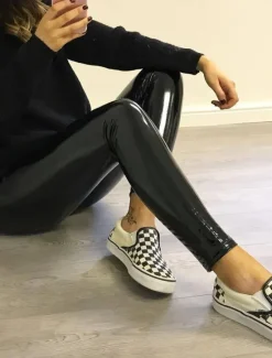 Clearance Women's Skinny Slim Leather Pants Fashion Streetwear Ankle-Length High Waist Plain Pocket High Cut Breathability Comfortable High Elasticity Party Street Causal Summer Fall Slim Women Pants