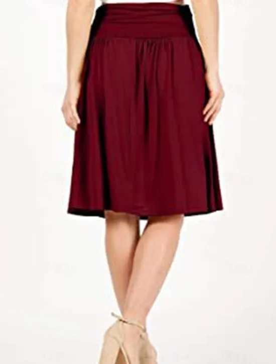Outlet Women's Skirt A Line Basic Casual Knee-length High Waist Skirts Solid Colored Pocket Casual Daily Weekend Camel Wine Black Army Green Summer Cotton Women Skirts