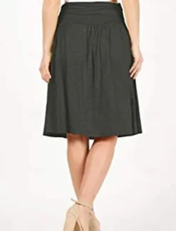 Outlet Women's Skirt A Line Basic Casual Knee-length High Waist Skirts Solid Colored Pocket Casual Daily Weekend Camel Wine Black Army Green Summer Cotton Women Skirts