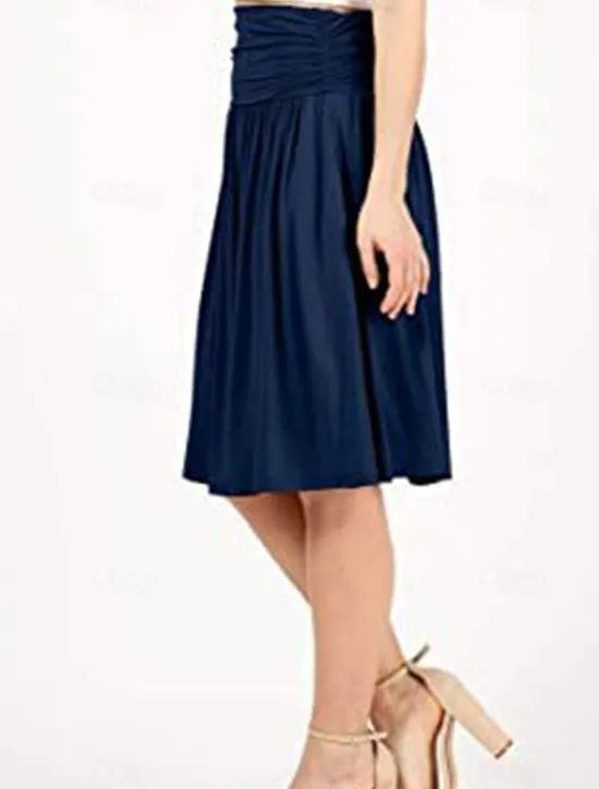 Outlet Women's Skirt A Line Basic Casual Knee-length High Waist Skirts Solid Colored Pocket Casual Daily Weekend Camel Wine Black Army Green Summer Cotton Women Skirts