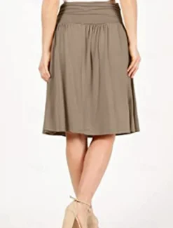 Outlet Women's Skirt A Line Basic Casual Knee-length High Waist Skirts Solid Colored Pocket Casual Daily Weekend Camel Wine Black Army Green Summer Cotton Women Skirts