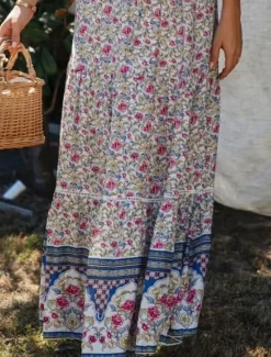 Sale Women's Skirt A Line Bohemia Casual Maxi High Waist Skirts Floral Print Micro-elastic Street Daily Red Apricot Summer Polyester Rayon Women Skirts