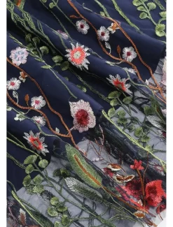 Hot Women's Skirt A Line Elegant Fashion Casual Maxi High Waist Skirts Floral Embroidered Micro-elastic Street Daily Black White Red Blue Summer Polyester Women Skirts
