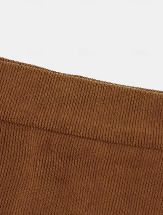 Best Women's Skirt A Line Elegant Fashion Casual Mini High Waist Skirts Solid Colored Ruched Vacation Street Black Brown Beige Spring & Summer Corduroy Women Skirts