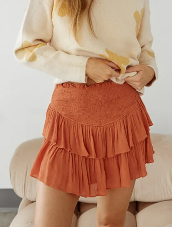 Hot Women's Skirt A Line Fashion Casual Mini High Waist Skirts Solid Colored Layered Street Daily Black White Pink Red Summer Rayon Women Skirts