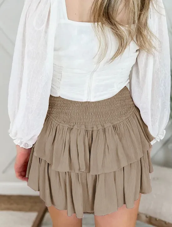 Hot Women's Skirt A Line Fashion Casual Mini High Waist Skirts Solid Colored Layered Street Daily Black White Pink Red Summer Rayon Women Skirts