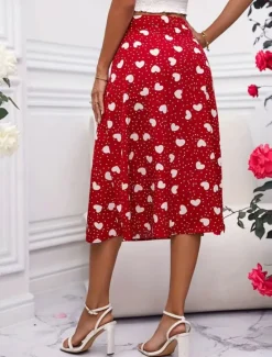 Outlet Women's Skirt A Line Fashion Casual Above Knee High Waist Skirts Polka Dot Print Micro-elastic Street Daily Summer Polyester Women Skirts