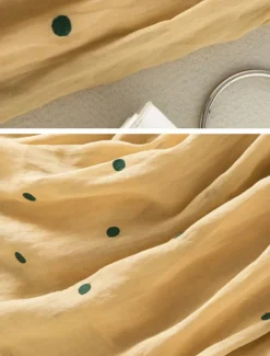 Best Women's Skirt A Line Fashion Casual Maxi High Waist Skirts Polka Dot Print Casual Daily Weekend Yellow Navy Blue Brown Green Summer Cotton And Linen Women Dresses