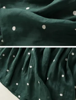 Best Women's Skirt A Line Fashion Casual Maxi High Waist Skirts Polka Dot Print Casual Daily Weekend Yellow Navy Blue Brown Green Summer Cotton And Linen Women Dresses