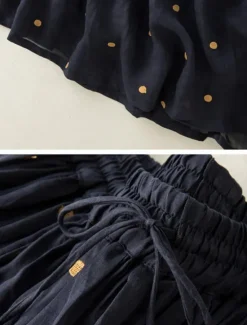 Best Women's Skirt A Line Fashion Casual Maxi High Waist Skirts Polka Dot Print Casual Daily Weekend Yellow Navy Blue Brown Green Summer Cotton And Linen Women Dresses
