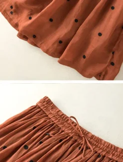 Best Women's Skirt A Line Fashion Casual Maxi High Waist Skirts Polka Dot Print Casual Daily Weekend Yellow Navy Blue Brown Green Summer Cotton And Linen Women Dresses