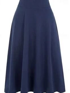 Hot Women's Skirt A Line Knee-length High Waist Skirts Pleated Ruffle Solid Colored Maillard Street Daily Spring Fashion Casual Wine Black Yellow Dark Green Women Skirts