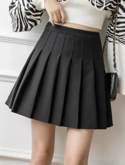 Sale Women's Skirt A Line Mini High Waist Skirts Pleated Solid Colored Street Daily Spring & Summer Fashion Sexy Black Dark Gray Khaki Apricot Women Skirts