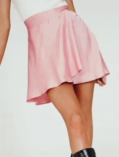 Sale Women's Skirt A Line Solid Color Fashion Casual Mini High Waist Skirts Plain Micro-elastic Street Daily Wine White Champagne Pink Summer Satin Women Skirts
