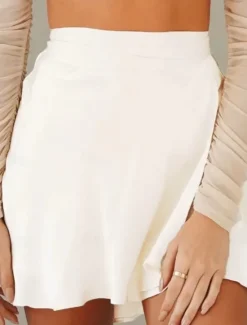 Sale Women's Skirt A Line Solid Color Fashion Casual Mini High Waist Skirts Plain Micro-elastic Street Daily Wine White Champagne Pink Summer Satin Women Skirts