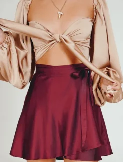 Sale Women's Skirt A Line Solid Color Fashion Casual Mini High Waist Skirts Plain Micro-elastic Street Daily Wine White Champagne Pink Summer Satin Women Skirts