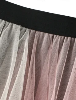 Online Women's Skirt A Line Swing Fashion Casual Midi High Waist Skirts Color Block Irregular Hem Layered Vacation Street White Pink Blue Green Winter Spandex Women Skirts