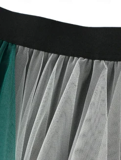 Online Women's Skirt A Line Swing Fashion Casual Midi High Waist Skirts Color Block Irregular Hem Layered Vacation Street White Pink Blue Green Winter Spandex Women Skirts