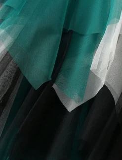 Online Women's Skirt A Line Swing Fashion Casual Midi High Waist Skirts Color Block Irregular Hem Layered Vacation Street White Pink Blue Green Winter Spandex Women Skirts