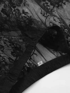 Women's Skirt A Line Swing Elegant Vintage Sexy Long Maxi Mid Waist Skirts Lace Ruffle Patchwork Inelastic School Performance Spring, Fall, Winter, Summer Nylon Women Skirts