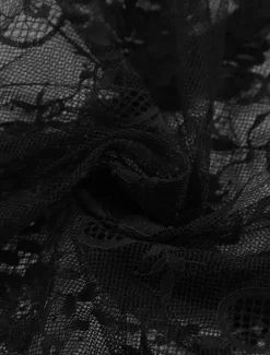 Women's Skirt A Line Swing Elegant Vintage Sexy Long Maxi Mid Waist Skirts Lace Ruffle Patchwork Inelastic School Performance Spring, Fall, Winter, Summer Nylon Women Skirts