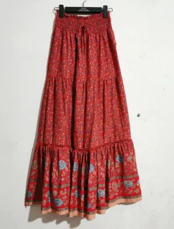 Best Women's Skirt A Line Swing Bohemia Maxi High Waist Skirts Floral Print Floral Holiday Vacation Summer Casual Boho Apricot Red Women Skirts
