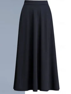 Discount Women's Skirt A Line Swing Midi High Waist Skirts Pocket Solid Colored Street Daily Winter Elegant Fashion Wine Black Red Women Skirts