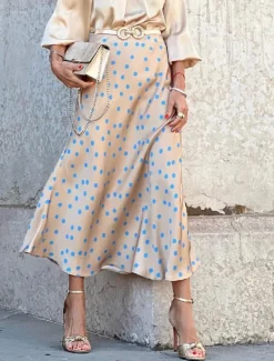 New Women's Skirt A Line Swing Long Skirt Maxi High Waist Skirts Print Floral Geometric Polka Dot Street Daily Summer Fashion Casual Boho Yellow Khaki Women Skirts