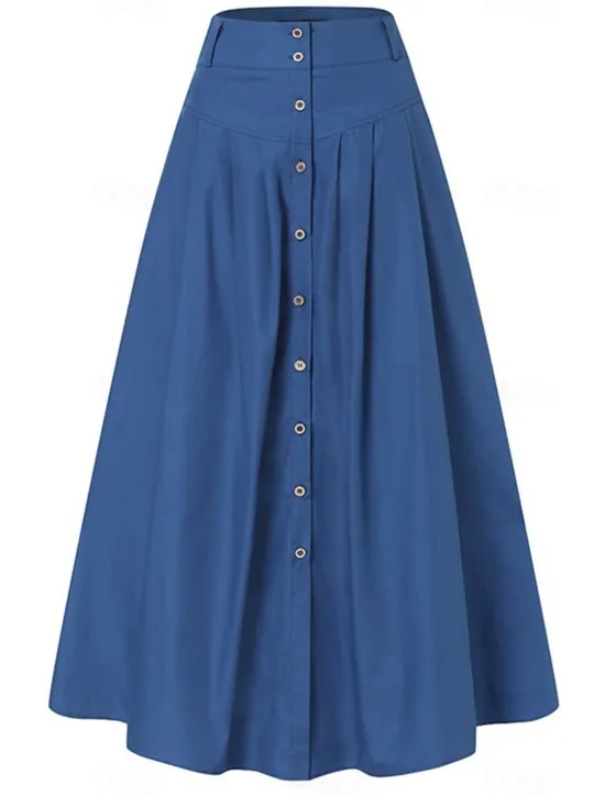 Women's Skirt A Line Swing Long Skirt Maxi High Waist Skirts Pocket Solid Colored Street Daily Winter Fashion Casual Black Wine Royal Blue Women Skirts