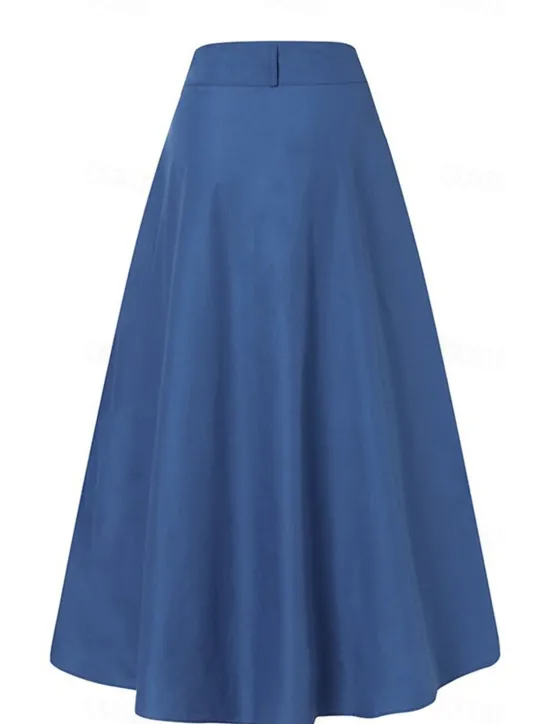 Women's Skirt A Line Swing Long Skirt Maxi High Waist Skirts Pocket Solid Colored Street Daily Winter Fashion Casual Black Wine Royal Blue Women Skirts