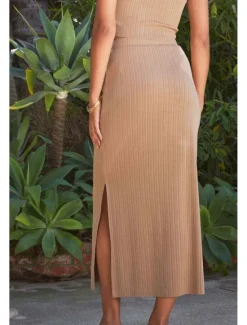 Discount Women's Skirt Bodycon Casual Midi Mid Rise Skirts Plain Split Ends Micro-elastic Street Going out Black White Camel Summer Polyester Women Skirts