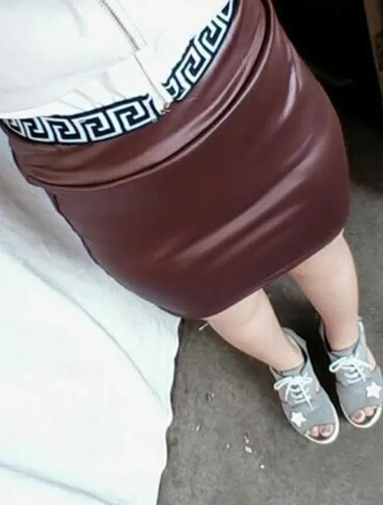 Best Women's Skirt Bodycon Elegant Fashion Casual Above Knee High Waist Skirts Solid Colored Vacation Street Wine Black Navy Blue Coffee Spring & Summer Faux Leather Women Skirts