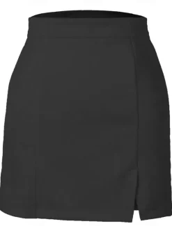Women's Skirt Bodycon Fashion Sexy Mini High Waist Skirts Solid Colored Split Ends Vacation Street Wine Black Pink Brown Winter Suede Women Skirts