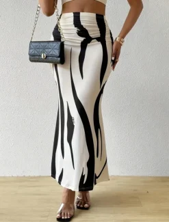 Hot Women's Skirt Bodycon Fashion Casual Maxi High Waist Skirts Floral Print Stretchy Street Daily Blue Fuchsia Apricot Coffee Summer Polyester Women Skirts