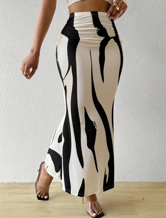 Hot Women's Skirt Bodycon Fashion Casual Maxi High Waist Skirts Floral Print Stretchy Street Daily Blue Fuchsia Apricot Coffee Summer Polyester Women Skirts