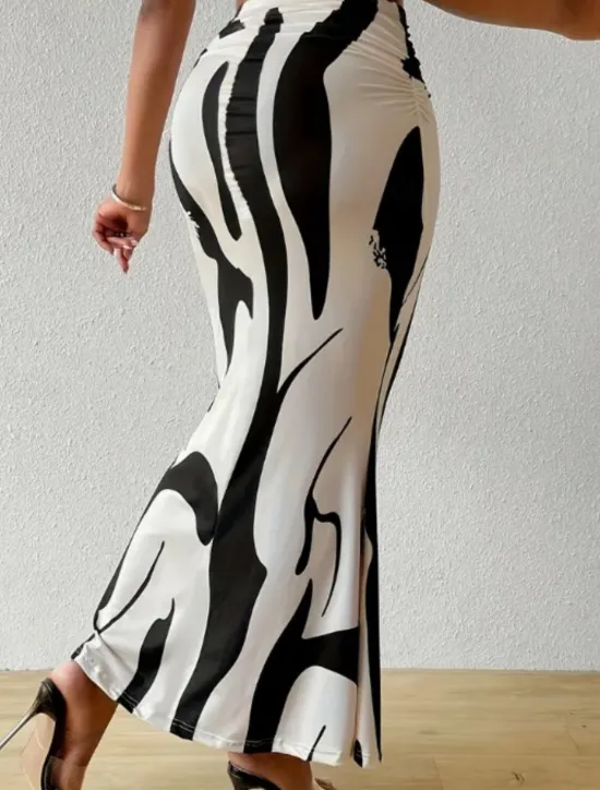 Hot Women's Skirt Bodycon Fashion Casual Maxi High Waist Skirts Floral Print Stretchy Street Daily Blue Fuchsia Apricot Coffee Summer Polyester Women Skirts
