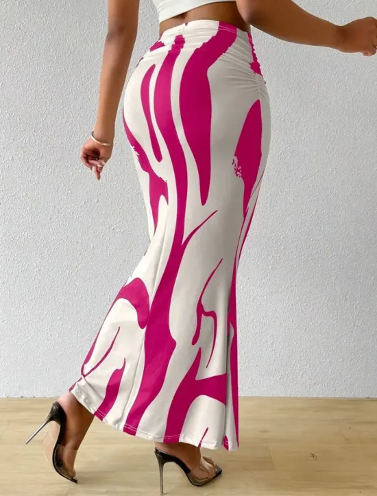 Hot Women's Skirt Bodycon Fashion Casual Maxi High Waist Skirts Floral Print Stretchy Street Daily Blue Fuchsia Apricot Coffee Summer Polyester Women Skirts