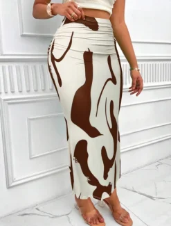 Hot Women's Skirt Bodycon Fashion Casual Maxi High Waist Skirts Floral Print Stretchy Street Daily Blue Fuchsia Apricot Coffee Summer Polyester Women Skirts