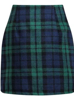 Discount Women's Skirt Bodycon Fashion Casual Mini High Waist Skirts Plaid Print Vacation Street Sapphire Dark Green Dark Coffee Winter Woolen Women Skirts