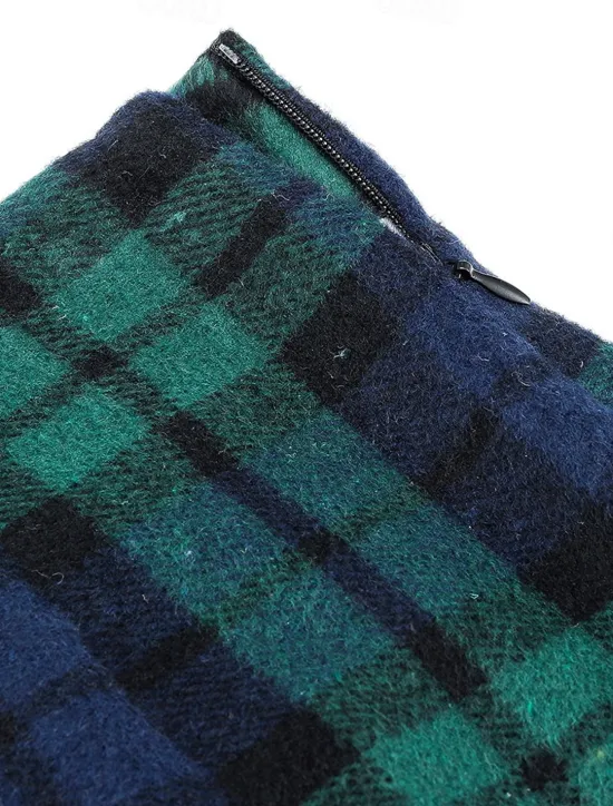 Discount Women's Skirt Bodycon Fashion Casual Mini High Waist Skirts Plaid Print Vacation Street Sapphire Dark Green Dark Coffee Winter Woolen Women Skirts